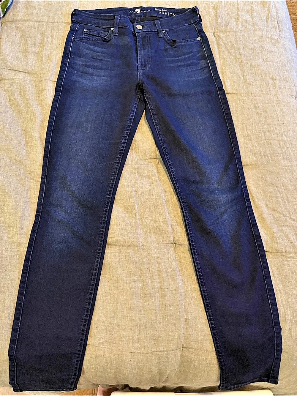 7 for all mankind Mid Rise Skinny Jeans dark Blue Waist 28
